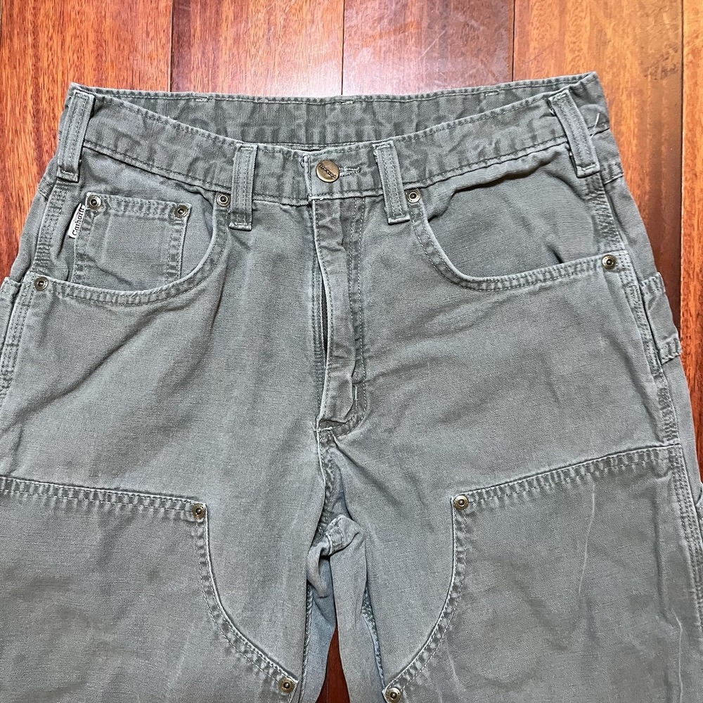 Vintage Carhartt Jeans Mens 30x30 Green Carpenter Double Knee B188 DMS Loose Fit